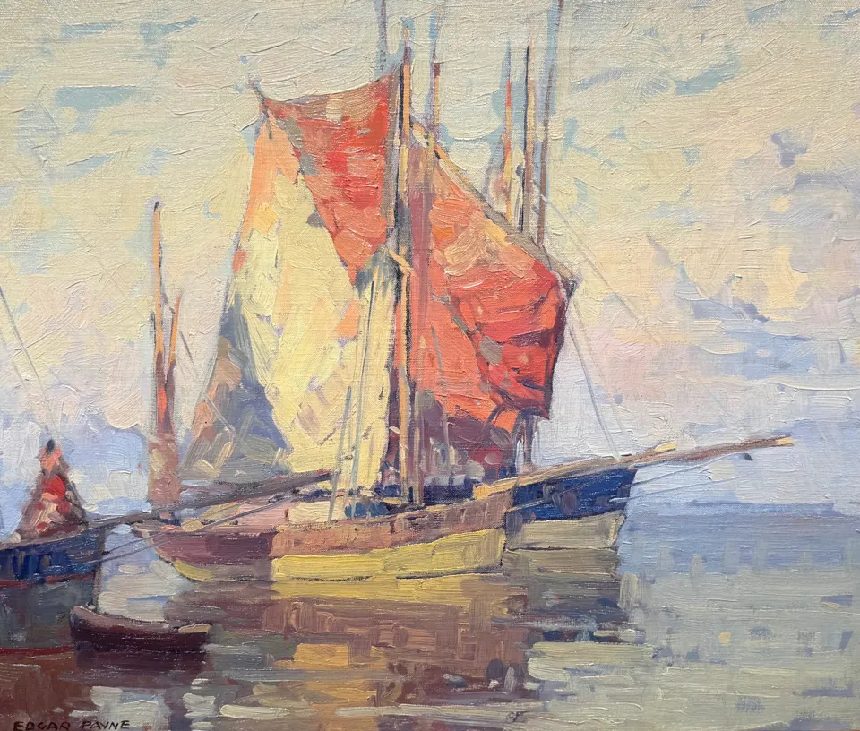Edgar Payne painting, Breton Boats, oil on canvas