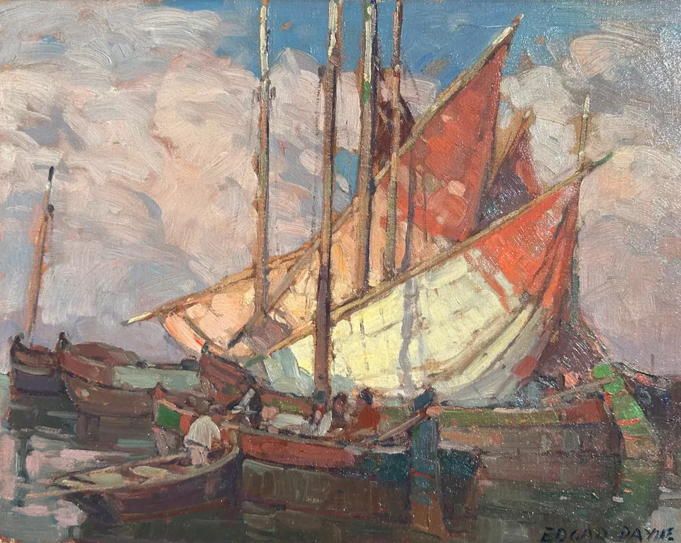 Edgar Payne painting, Chioggia Fishing Boats