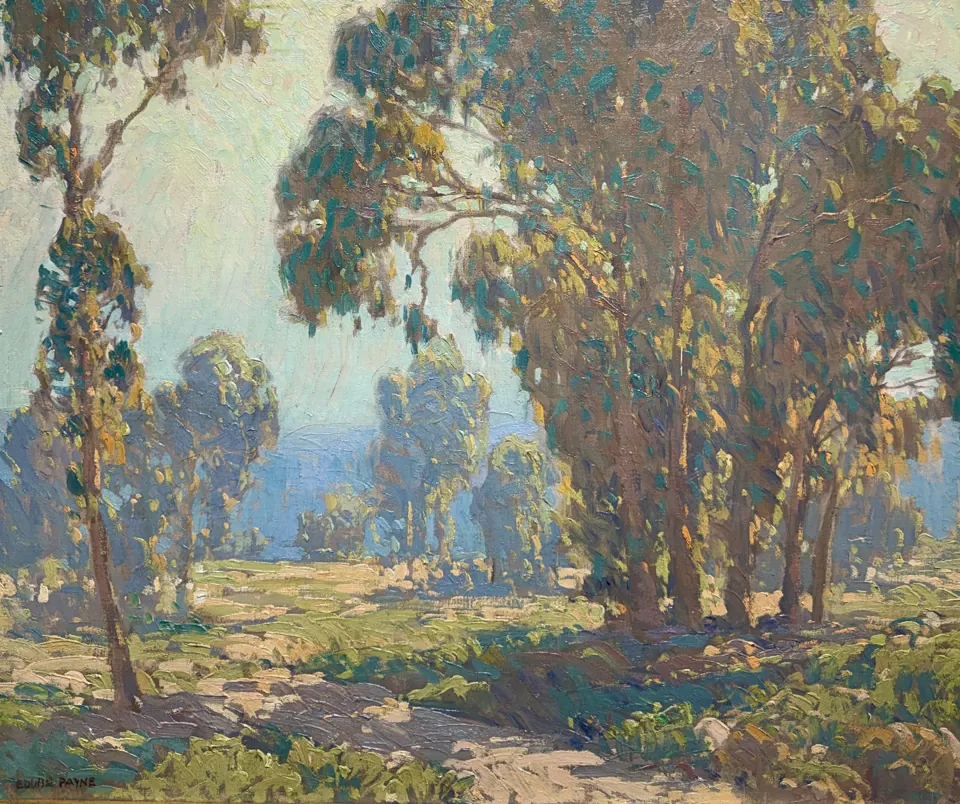 Edgar Payne painting, Eucalyptus Grove, oil on canvas