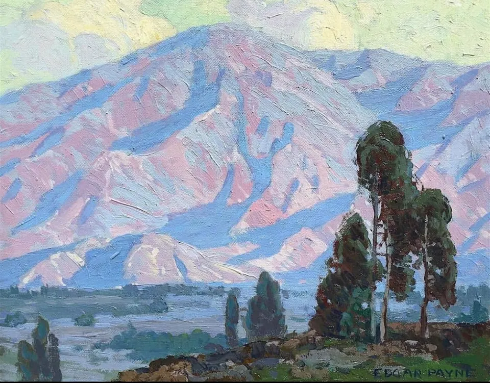 Edgar Payne painting, Lavender Hills, oil on canvas