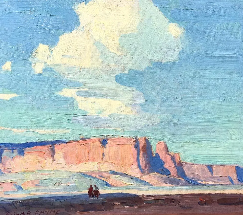 Edgar Payne painting, Navajo Riders, oil on board