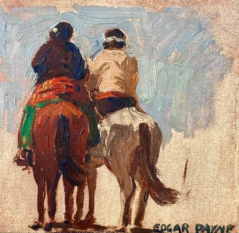 Edgar Payne painting, Navajo Riders, oil on canvas