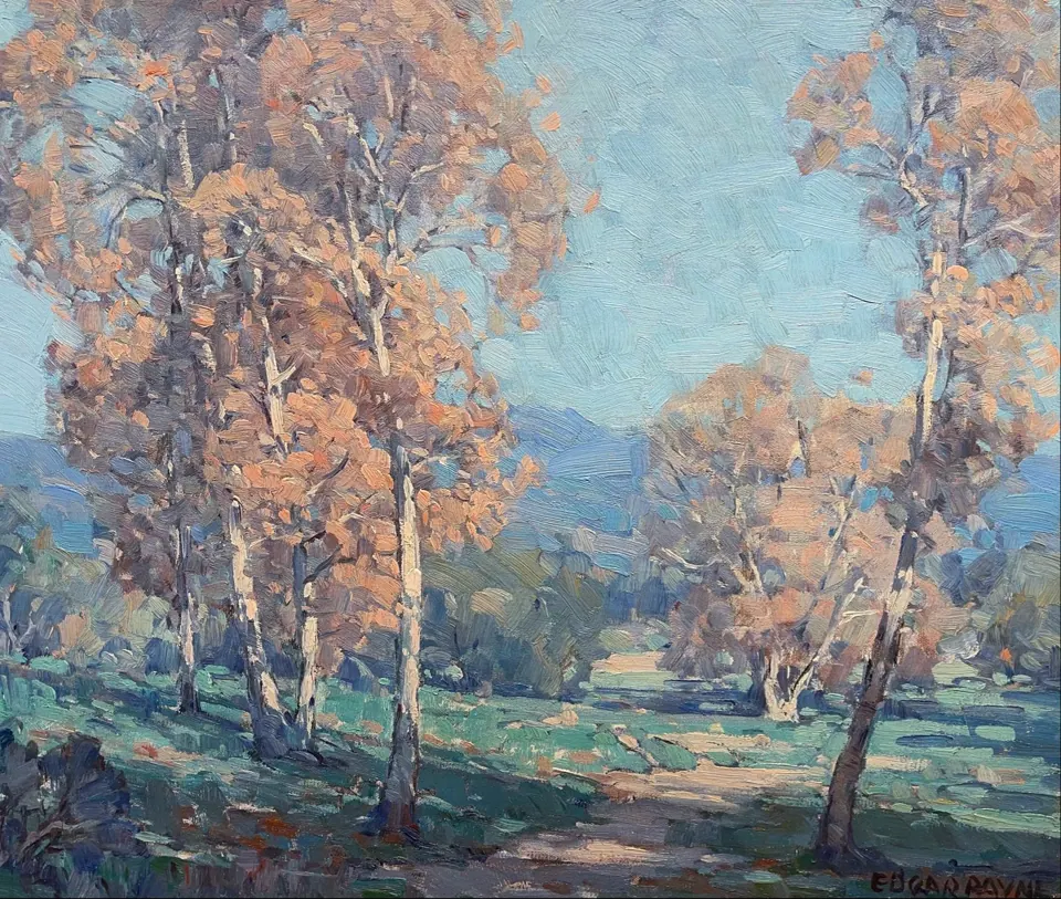Edgar Payne painting, Santa Paula Sycamores, oil on canvas